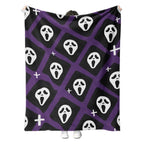 YWZDS Spooky Face Throw Blanket, Purple and Black, Halloween Ghost Blankets Fuzzy Gifts for Sofa Couch Bedroom (30 x 40 inch)
