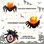 Vellibring 6PCS Halloween Spider Tea Lights Decoration, Halloween Flameless LED Candle Holder Lights Battery Operated for Halloween Party Table Home Spooky Decor (Orange)