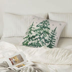 Sunshineyan Christmas Pillow Covers 16X16 Inch Set of 2 Forest Trees Christmas Decor Pillow Covers Green Throw Pillows Winter Christmas Cushion Cases Linen for Home Decor Sofa Couch Living Room