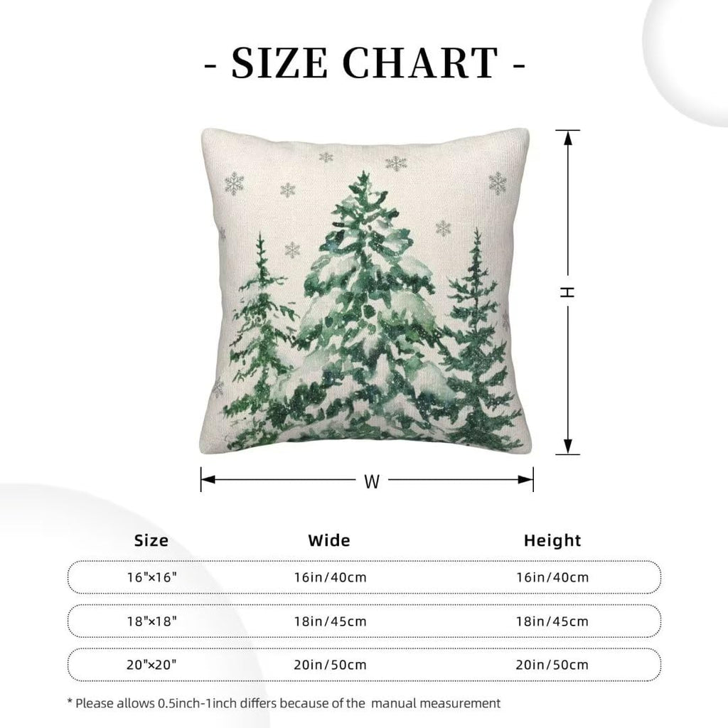 Sunshineyan Christmas Pillow Covers 16X16 Inch Set of 2 Forest Trees Christmas Decor Pillow Covers Green Throw Pillows Winter Christmas Cushion Cases Linen for Home Decor Sofa Couch Living Room