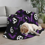 YWZDS Spooky Face Throw Blanket, Purple and Black, Halloween Ghost Blankets Fuzzy Gifts for Sofa Couch Bedroom (30 x 40 inch)