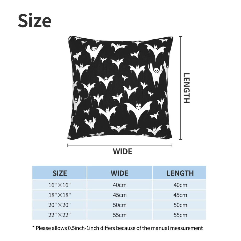 Xzyopcwx Halloween Goth Bats and Moon 2 Pack Throw Pillow Covers Sofa Cushions Covers Living Room Bedroom Bed Covers Car Lumbar Covers 18x18 Inches