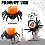 Vellibring 6PCS Halloween Spider Tea Lights Decoration, Halloween Flameless LED Candle Holder Lights Battery Operated for Halloween Party Table Home Spooky Decor (Orange)