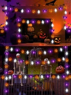 Halloween String Lights, 3D Pumpkin Bat Ghost Fairy Lights Battery Operated with Remote, 30LED Twinkle Light Waterproof 8 Modes & Timer for Halloween Parties Decorations Indoor Outdoor Windows Decor