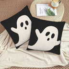 Sunshineyan Halloween Pillow Covers 18X18 Inch Set of 2 Black White Ghost Decor Throw Pillow Covers Halloween Cushion Cases Farmhouse Decorative Outdoor Pillow Covers for Couch Home Sofa Living Room