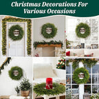 24 Inch Real Touch Christmas Wreath for Front Door, Norfolk Pine Wreath with Welcome Sign, Large Artificial Green Wreath Home Indoor, Porch, Fireplace, Wall, Windows, Outdoor Decor
