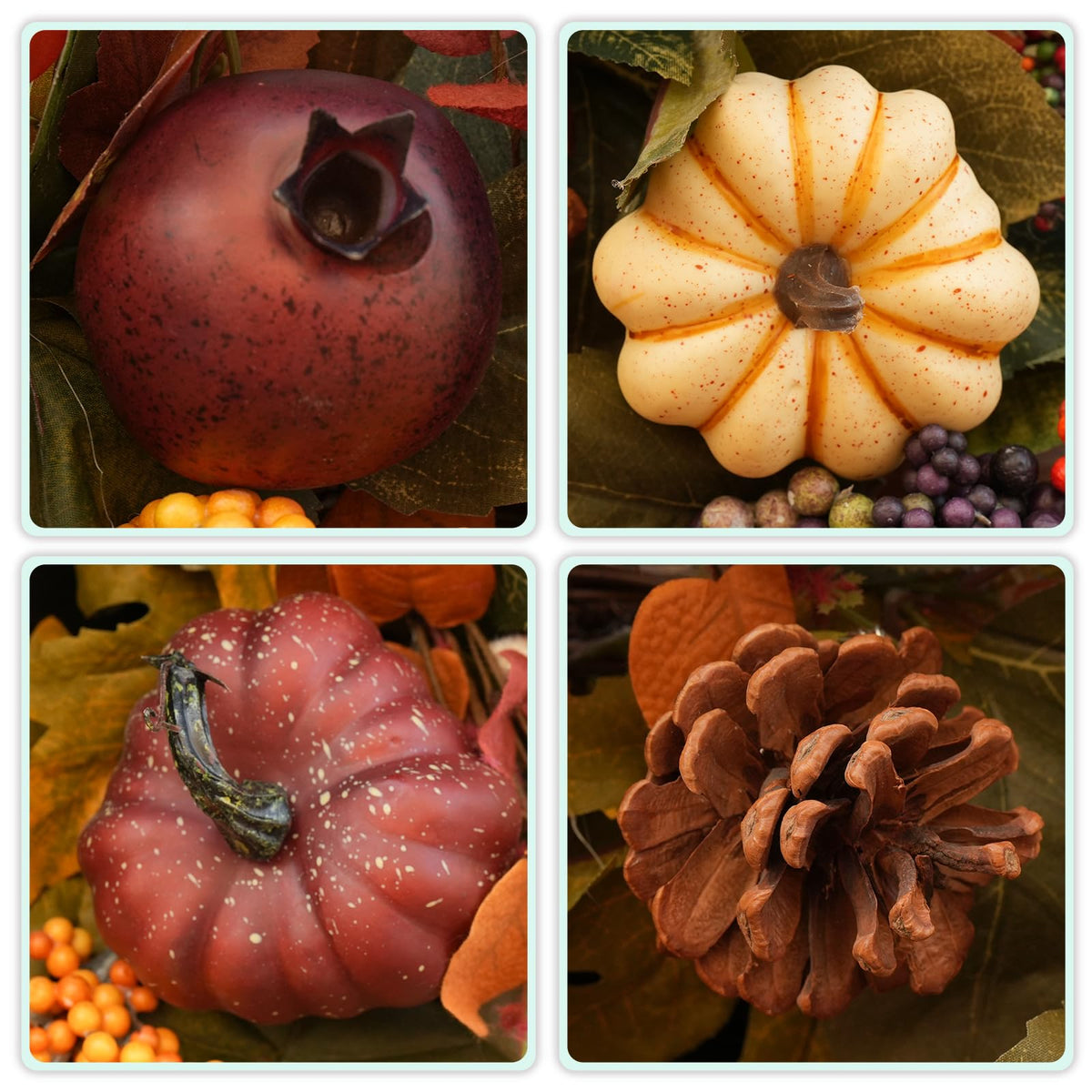 Fall Wreaths for Front Door Outside 24 Inch Autumn Wreath with Pumpkins, Pomegranates, Pinecones, Berries & Leaves – Fall Door Wreath for Outdoor Wreaths for Front Door, Indoor Thanksgiving Decor