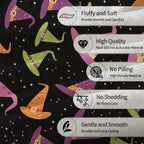 Ti Caldi Witch Hat and Stars Halloween Blanket - Soft Cozy Lightweight Flannel Throw Blanket for Adults Kids, Warm Fuzzy Blankets for Couch, Bed, Travel, Outdoor Use, Home Decor 60×50 in