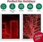 LAMPHOME 33ft Christmas Decorative Mini Lights, 100 LED Transparent Wire Fairy Starry String Lights Plug in, 11 Lighting Modes, for Indoor Outdoor Xmas Tree Wedding Party Decoration (red)