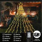 Christmas String Lights Outdoor Decoration 317 LED Star Fairy String Lights 8 Modes & Waterproof for Party Wedding Patio Yard New Year Holiday Indoor Outdoor - Warm White