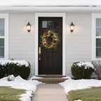 wwmira 26 Inch Large Christmas Wreath for Front Door, Extra-Large Artificial Wreath with Pine Cones, Red & White Berries, Nuts and Eucalyptus on Grapevine Base, Big Outdoor Holiday Decor