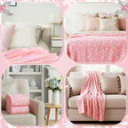 Moukeren 24 Pcs Christmas Snowflake Throw Blanket Bulk, 59 x 47 Inch Xmas Winter Throw Blanket Christmas Warm Soft Cozy Fleece for Home Bedding Couch Chair Gift (Pink)