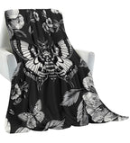 amepay Gothic Moth and Skull Blanket Gifts for Kids Adult Women,Goth Floral Dark Art Flannel Throw Blankets,Soft Comfy Lightweight for Halloween Couch Bed Sofa Bold Modern Decor,Horror Lovers 60x50in