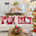 Gujiahone Bling Christmas Sequin Pillow Covers 18 x 18 Inches Set of 4 Red Reversible Sequins Pillow Case Magic Mermaid Throw Decorative Xmas Cushion Cover for Couch
