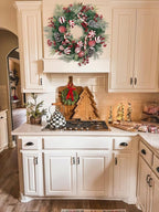 24 inch Christmas Door Wreath, Norfolk Pine Wreaths for Front Door with Candy Cane Red and White Ball Pinecones Berries for Fireplace Xmas Decorations, Wall Window Indoor Outdoor Decor