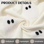 JarThenaAMCS Halloween White Ghost Throw Blanket Chenille Soft Blankets for Home Bedroom Living Room Sofa Couch Outdoor Travel, 50 x 60 Inch