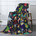 Christmas Nutcracker Throw Blanket Fuzzy Soft Cozy Christmas Nutcracker Blankets Soft Throws Warm Lightweight Plush Fleece Throw Blanket for Kids Men Women Gift Bed Couch Sofa 60"x50"