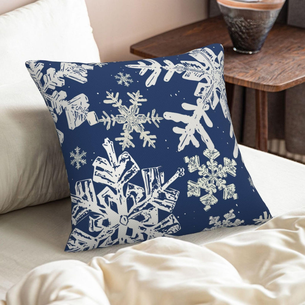 AELUTYSH Navy Blue Christmas Pillow Covers 18x18 Inch Set of 2 Winter Snowflake Decorative Throw Pillows Farmhouse Holiday Christmas Decor Cushion Covers Linen for Home Living Room Bed Outdoor