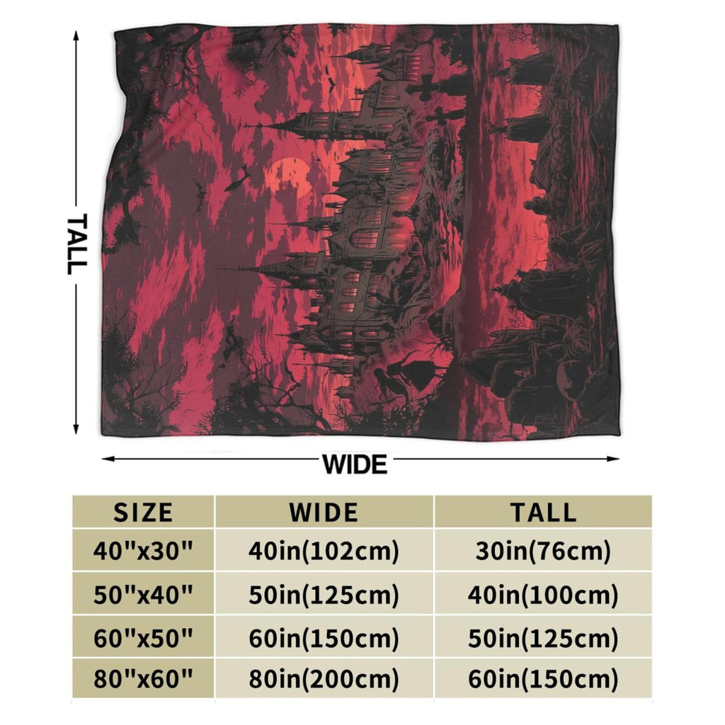 Gothic Blanket for Women Men, Super Soft Funny Cool Red Castle Halloween Gothic Bat Throw Blanket Gifts for Kids Adults, Warm Cozy Fuzzy Plush Fleece Flannel Goth Blankets 50"x40" for Couch Bedding