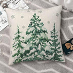 Sunshineyan Christmas Pillow Covers 16X16 Inch Set of 2 Forest Trees Christmas Decor Pillow Covers Green Throw Pillows Winter Christmas Cushion Cases Linen for Home Decor Sofa Couch Living Room