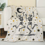 Zeleda Funny Skeleton Fleece Blanket, Soft Throw with Dancing Skull and Moon, Lightweight Cozy Blankets for All Seasons, Gothic Home Decor and Gifts for Halloween and Goth Lovers, 50x60 Inch
