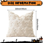 OTOSTAR Set of 1 Ghost Pillow Cover Halloween Throw Pillow Covers for Sofa Couch Bed Living Room Soft Plush Short Wool Velvet Farmhouse Pillowcase for Thanksgiving Cream Beige 24x24 Inch