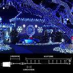 LAMPHOME 66ft Christmas Decorative Mini Lights, 200 LED Transparent Wire Fairy Starry String Lights Plug in, 16 Lighting Modes for Indoor Outdoor Xmas Tree Wedding Party Decoration (White +Blue)