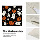 Halloween Pillow Covers 22x22, Cream Spooky Ghost Black Decorative Throw Pillows for Couch, Burnt Orange Pumpkin Decor Cushion Cover 2 Pcs Autumn Fall Outdoor Linen Pillowcase for Bed Car Safa