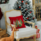 RABUSOFA Christmas Pillow Covers 18x18 Inch Tree Decorations Red Velvet Throw Pillow Cases Xmas Christmas Decor Winter Decorative Pillows for Couch Holiday Soft Gold