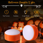 Riakrum 6 Pieces Halloween Remote Timer LED Lights with Remote Summer Halloween LED Pumpkin Lights Battery Operated Lantern Bright Flameless Candle(Orange)
