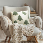 Mixweer 2 Pcs Christmas Pillow Covers 18x18 Inch Neutral Christmas Tree Embroidery Throw Pillow Covers Decorative Throw Cushion Case for Xmas Winter Holiday Decoration (White)