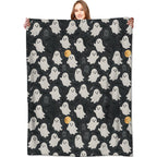 VODRM Cute Ghost Blanket Halloween Fall Holiday Decor Gothic White Spirit Witch Throw Gifts for Kids Lightweight Soft Fleece Moon Bat Witchy Blankets for Horror Spooky Goth Decoration 50x60in