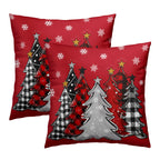Christmas Pillow Cover 16x16 Inch Merry Christmas Tree Red Throw Pillow Cover Set of 2 Winter Snowflake Decorative Pillow Cases Farmhouse Xmas Holiday Checked Cushion Case for Sofa Home Decor
