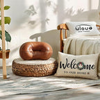 Christmas Welcome Throw Pillow Covers 12 x 20 Inch Farmhouse Seasonal Holiday Decorative Lumbar Pillowcases with Xmas Wreath Design Cushion Covers for Front Porch Decor (Red/Green)