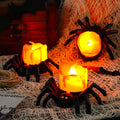 Vellibring 6PCS Halloween Spider Tea Lights Decoration, Halloween Flameless LED Candle Holder Lights Battery Operated for Halloween Party Table Home Spooky Decor (Orange)