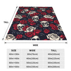 VODRM Horror Skull Blanket Gifts for Kids Adults Soft Warm Lightweight Cozy Gothic Red Rose White Black Skulls Throw Blankets for Bed Living Room Sofa Couch Halloween Goth Decor 50x60in