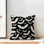 Halloween Pillow Covers 16x16 Inch Set of 2,Black and Cream Bats Throw Pillows Case,Halloween Outdoor Decorative Linen Farmhouse Decor Cushion Covers for Home Sofa Bed Couch