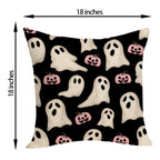 Halloween Pillow Covers 18x18 Inch Set of Black Pink Ghost Pumpkin Throw Pillow Covers Outdoor Decor,Autumn Halloween Decoration Ghost Farmhouse Linen Decorative Cushion Cover for Sofa Couch