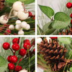 wwmira 26 Inch Large Christmas Wreath for Front Door, Extra-Large Artificial Wreath with Pine Cones, Red & White Berries, Nuts and Eucalyptus on Grapevine Base, Big Outdoor Holiday Decor