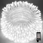 LAMPHOME 33ft Christmas Decorative Mini Lights, 100 LED Transparent Wire Fairy Starry String Lights Plug in, 11 Lighting Modes, for Indoor Outdoor Xmas Tree Wedding Party Decoration (White)
