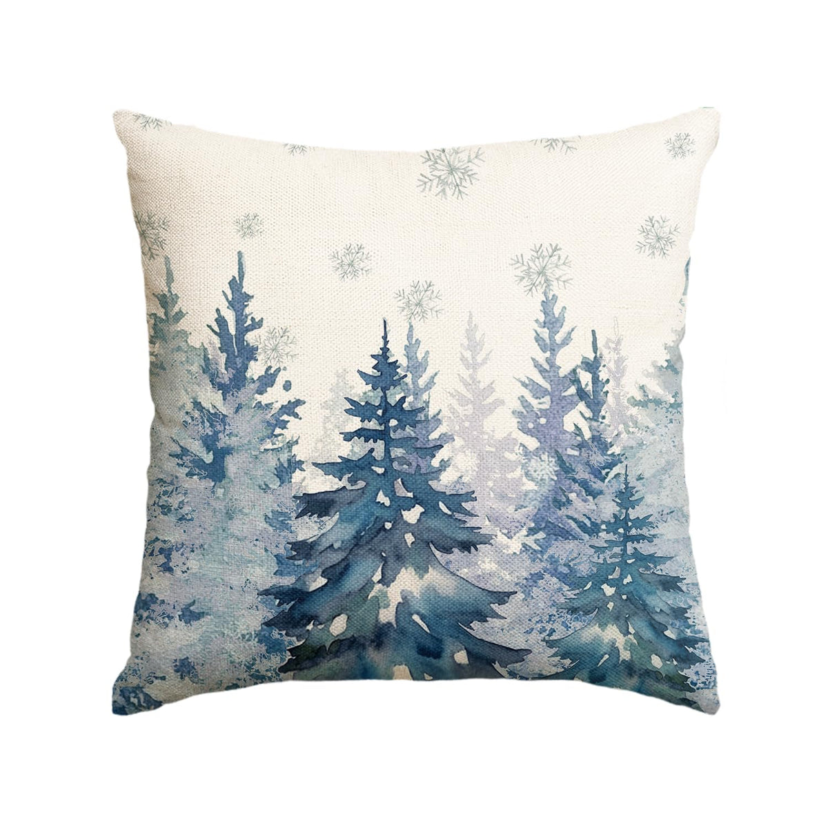 AVOIN colorlife Blue Christmas Tree Snowflake Throw Pillow Cover, 18 x 18 Inch Seasonal Winter Holiday Blue Cushion Case Decoration for Sofa Couch