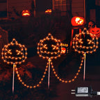 Qunlight Halloween Walkway Lights,163LED Outdoor Pumpkin Decorations Light Plug in,Timer 8 Modes Garden Stake String Lights for Pathway,Fence,Patio,Yard,Party,Halloween Decor-Orange