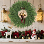 24" Norfolk Pine Wreath for Front Door, Real Touch Artificial Greenery Wreath Realistic Christmas Wreath for Wall,Fireplace,Windows,Indoor,Outdoor,Home,Holiday Decorations
