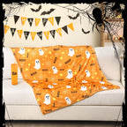 Meanplan 7 Pack Halloween Boo Basket Stuffers Halloween Gifts for Women Orange Basket Stuffer Includes 12oz Orange Acrylic Ghost Tumbler Velvet Blanket Crochet Ghost Keychain Socks for Family