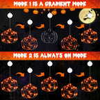Wlicon 5 PCS Halloween Lights Decorations Green Spider Orange Pumpkin White Ghost Purple Witch Green bat with Suction Cups and Battery Operated Halloween Lights with Timer for Window House Decoration
