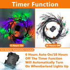 SURCVIO [ 8 Modes & Timer ] 6 Ft 54 LED Halloween Willow Vine Twig Decor Garland with 6 Bats & Pumpkins & Spiders Lights Waterproof Battery Operated Halloween Decorations Home Wall Fireplace Decor