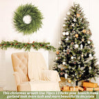 24 inch Norfolk Pine Wreath, Realistic Christmas Wreath for Front Door,Artificial Real Touch Green Wreath Greenery for Door Wall Windows Mantle Outdoor Christmas Decoration