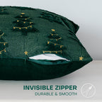 ZSkogur Christmas Throw Pillow Covers 18x18 Set of 2, Christmas Tree Decoration Cushion Covers Soft Faux Fur Pillow Cases for Sofa Couch Bed Winter Holiday Festivals Home Decor, Green(Star)