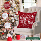Lanpn White and Red 18x18 Christmas Pillow Covers Set of 4, Decorative 18 Inch Winter Snowflake Throw Pillow Case Xmas Cushion Cover for Indoor House Sofa Red
