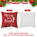 UPOFFICIS Christmas Pillow Covers 18x18 inch Set of 4, Christmas Decorations Cushion Covers, Xmas Pillow Covers, Pillowcases Throw Pillow Covers for Sofa Couch Home Decor